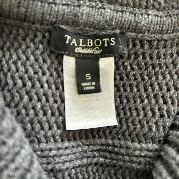 Talbots Women Short Sleeve Chunky Cable Knit Cardigan Sweater Gray Size Small - Picture 3 of 5